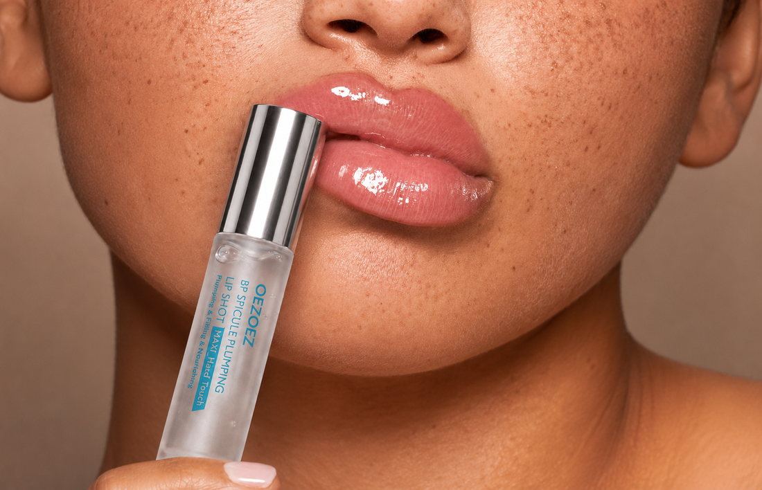 Glossy lips wearing Lip Shot Maxi